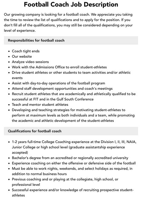 football coach dubai job description.